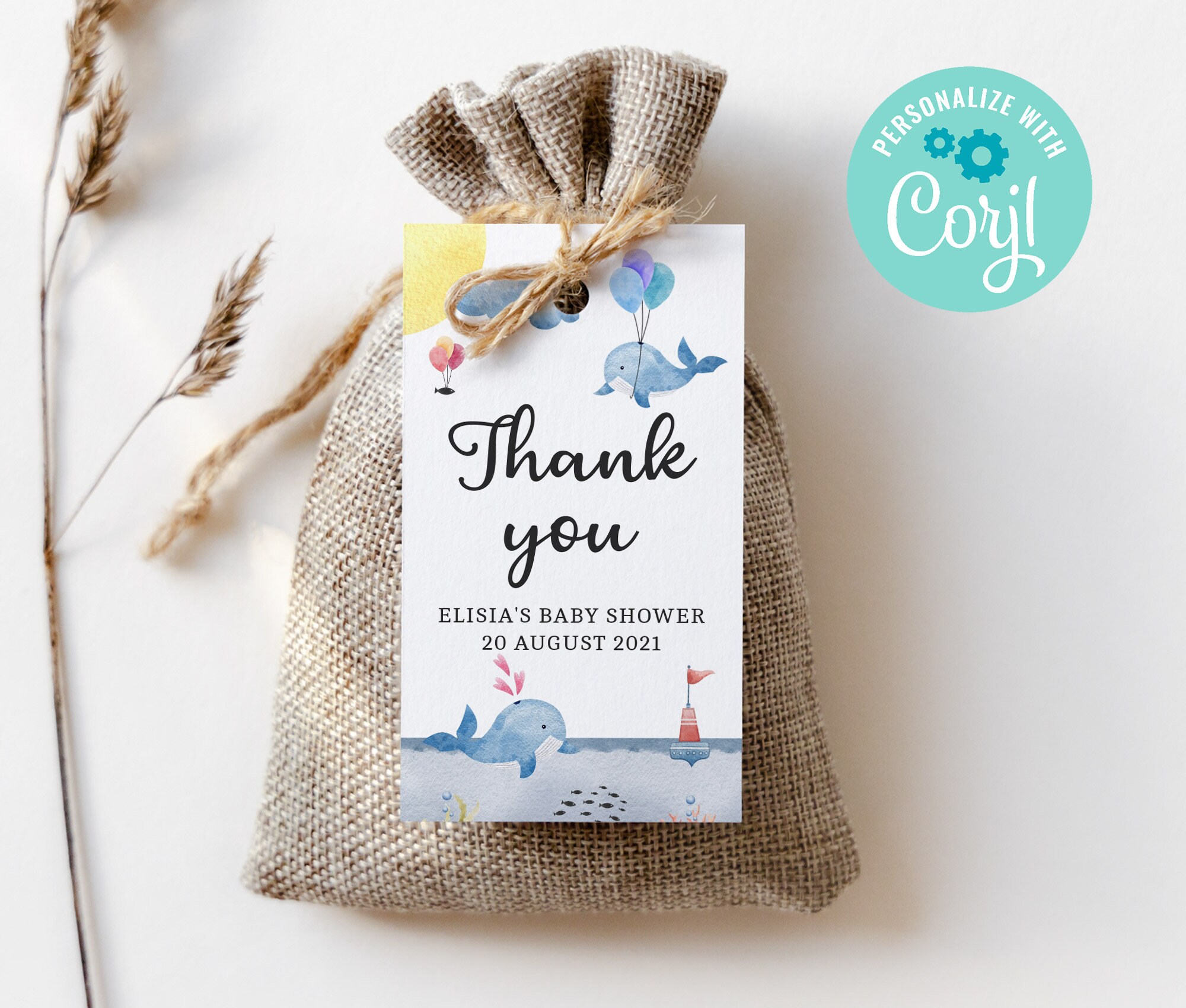 Nautical baby shower favor tag Nautical favor tag thank you | Etsy