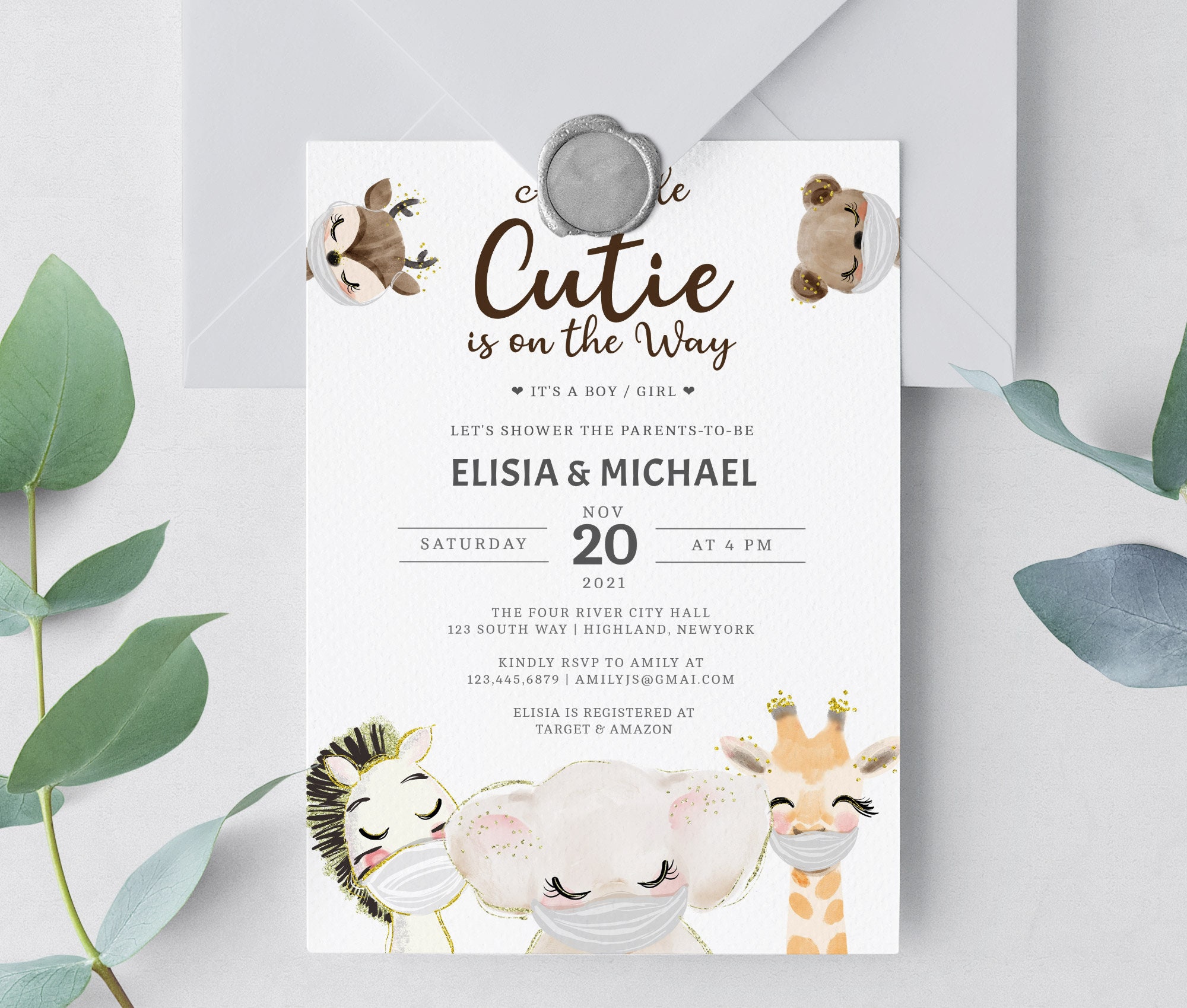 Zoo Animal Baby Shower Invitation Template Editable and Etsy