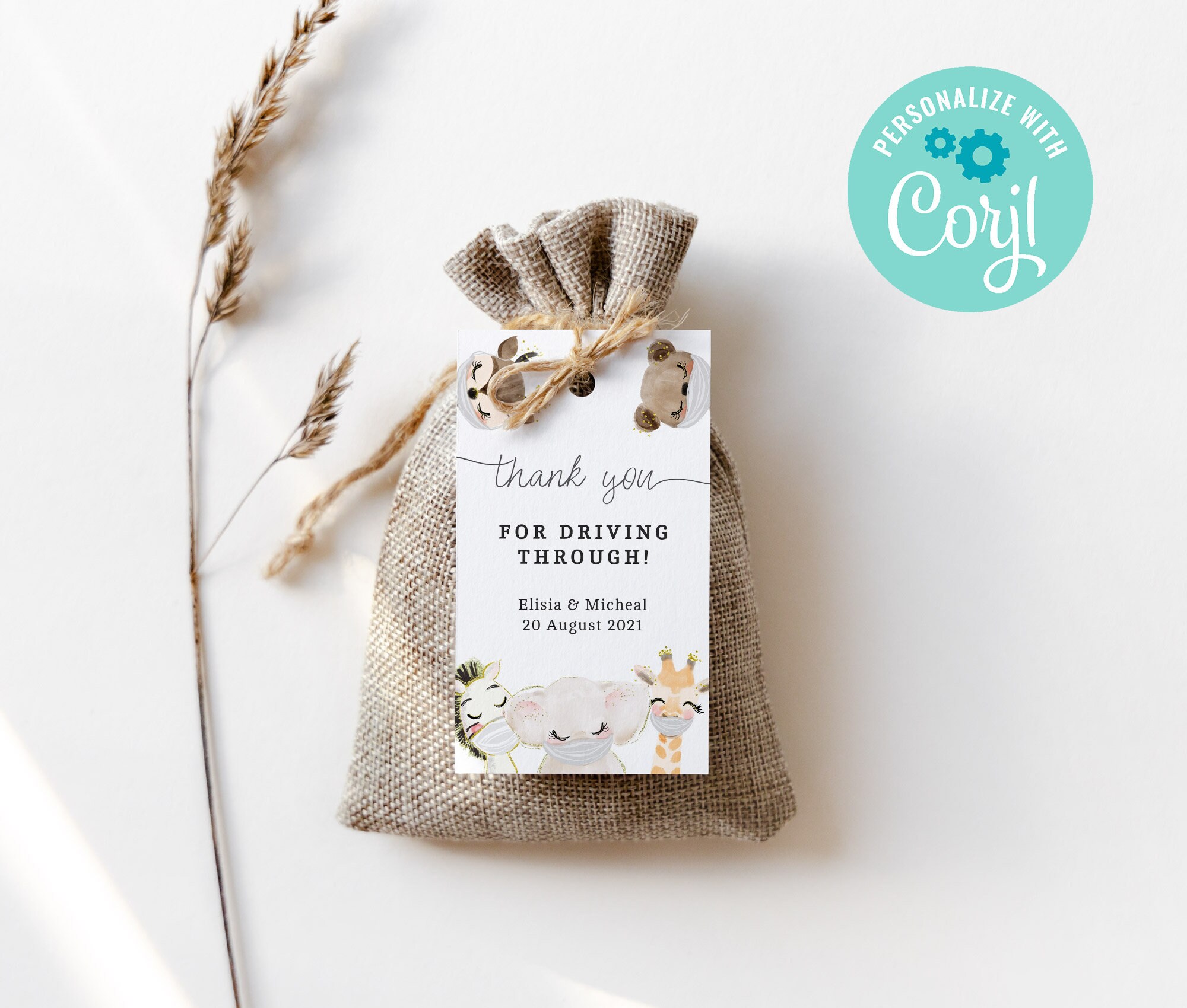 Drive By Baby Shower Favor Tags Animal Drive By Baby Shower Etsy