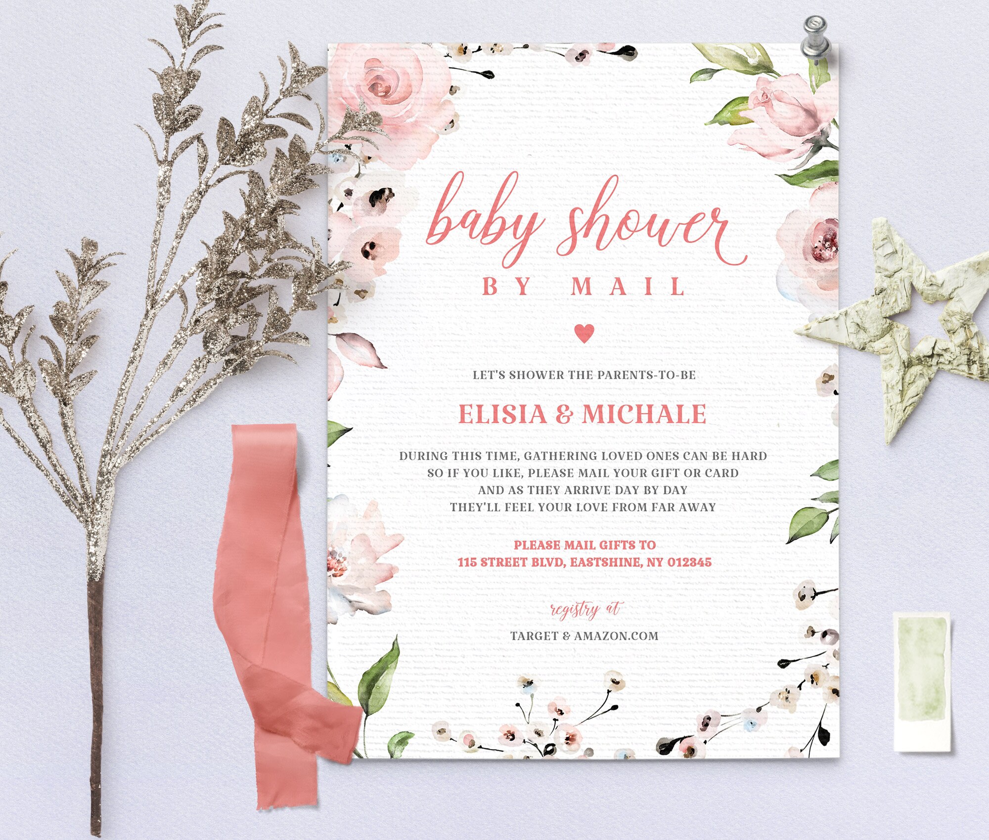 Baby Shower by Mail Template Baby shower invitation Shower Etsy