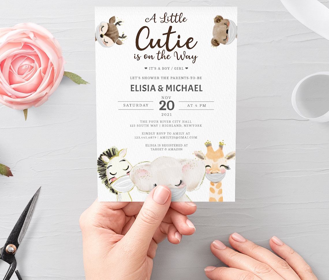 Zoo Animal Baby Shower Invitation Template Editable and Etsy