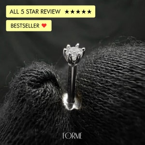 3mm Round Cut VVS1 Moissanite Nose Pin, 14K White Gold Nose Pin, Screw Back Nose Pin, Nose Stud, Anniversary Gift, Women’s Nose ring