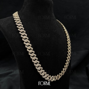 20 CT Hip Hop Moissanite Diamond Necklace, Wedding Bridal Necklace, 925 Silver Cuban Chain, Iced Out Pendant, 14K Solid Gold Mens Chain