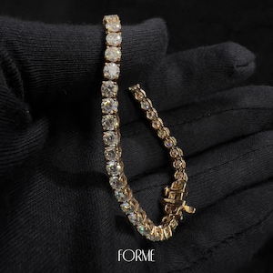 10 CT Round VSS Moissanite Bracelet, 14K Gold Tennis Bracelet, 5mm Tennis Bracelet, Handmade Bracelet, 5th Anniversary Gift, Hip Hop Jewelry