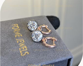 4 CT Moissanite Diamond Hoop Earrings : Blackened 14K Rose Gold Gypset Drops