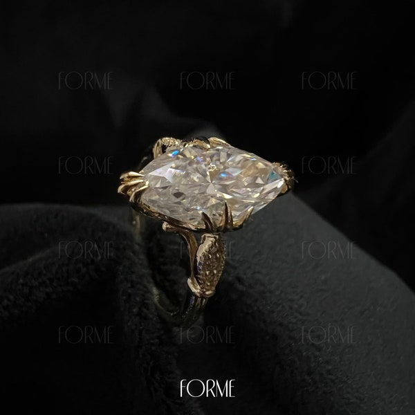 Anello di fidanzamento vintage con moissanite marquise da 2,5 carati: VVS, oro 14 carati o argento