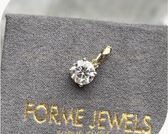 1.5 Carat Round Lab Grown Diamond Pendant: 14K Yellow Gold Necklace Charm, Everyday Jewelry