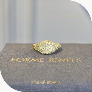 Statement-ring i 14k gult guld med pavé, iögonfallande gult guld,