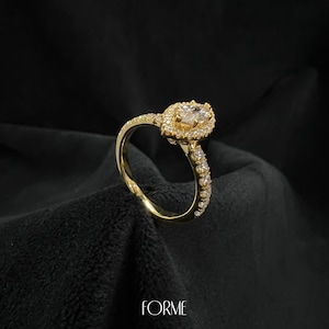 1.9 CT Marquise Moissanite Engagement Ring: 14k Gold Hidden Halo