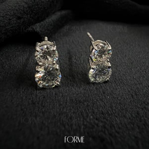 Two Stone Stud Earrings, Double Stone Lever Back Earrings, Two Stone Huggies, Toi et Moi earrings, Layering Studs, VVS Moissanite Earrings