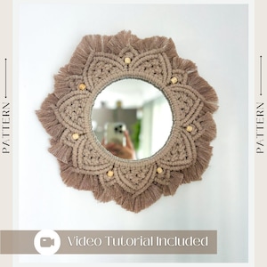 Macrame Pattern PDF Mandala Mirror, Macrame Mirror Tutorial, Boho Mirror DIY Decor, Boho Decor, Vintage Home Decor, DIY Wall Art