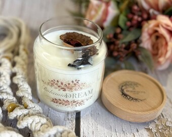 Boho Scented Candle Bohemian Dream Fragrance 400ml Rustic Scented Candle Boho Home Decor Vintage Fragrance Essential Oils