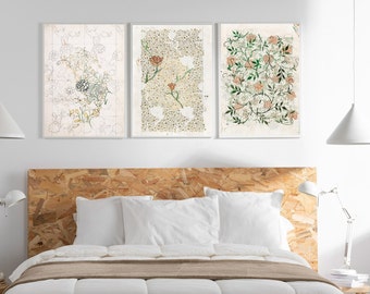 William Morris Floral Art Print 3pc Set | Vintage print | Instant Digital Download | Vintage Wall Art | Boho Decor | Vintage Decor