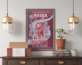 Shirk Bicycle Vintage Advertisement Print | Instant Digital Download | Vintage Print | Wall Art | Home Decor | Vintage Decor | Boho Decor