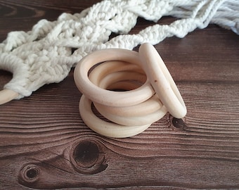 5pc Wooden Rings for Craft / Macrame Rings / Unfinished Wooden Rings 40mm, 60mm, 65mm / DIY Craft / DIY Home Decor