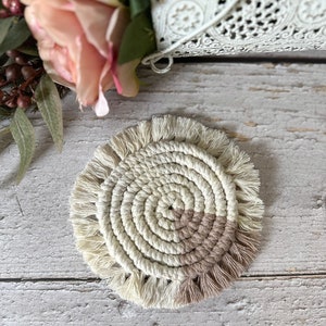 Macrame Coasters with Pastel Colour Accents