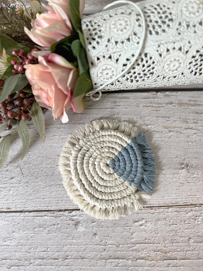 Macrame Coasters with Pastel Colour Accents