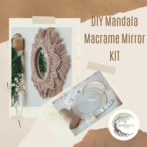 DIY Mandala Macrame Mirror KIT / Make It Yourself Macrame Mirror / Beginners Macrame Kit image 1