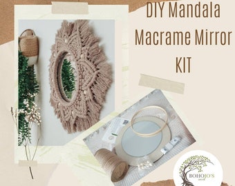 DIY Mandala Macrame Mirror KIT / Make It Yourself Macrame Mirror / Beginners Macrame Kit