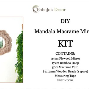 DIY Mandala Macrame Mirror KIT / Make It Yourself Macrame Mirror / Beginners Macrame Kit image 4