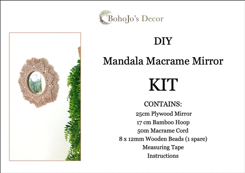 DIY Mandala Macrame Mirror KIT / Make It Yourself Macrame Mirror / Beginners Macrame Kit image 4