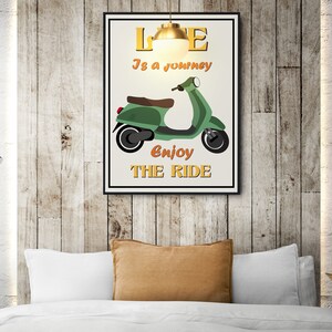 Vespa Wall Art | Vespa Vintage Print | Life is a Journey Vintage Poster | Boho Wall Art | Retro Poster Travel | Instant Digital Download