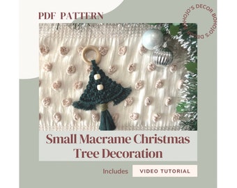 Boho Macrame Christmas Ornament Pattern PDF,  Christmas Tree Wall Hanging Tutorial, Digital Download