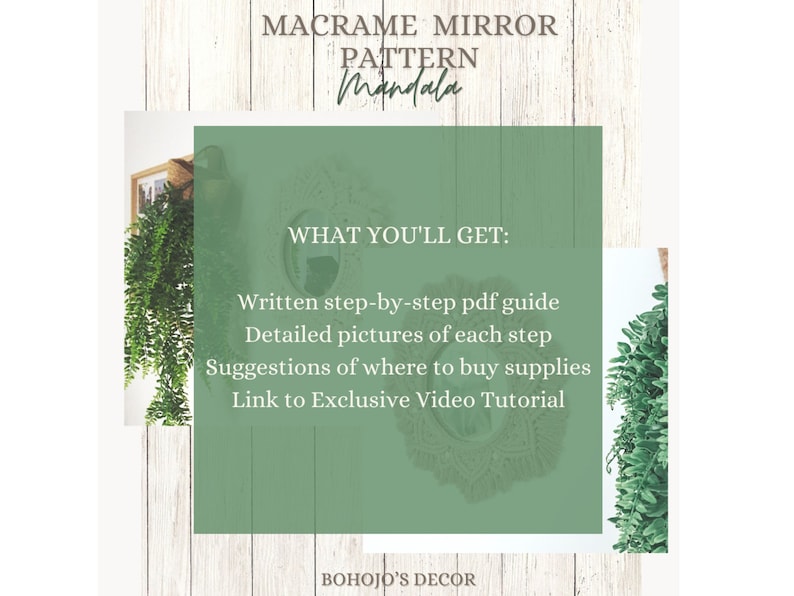 What you'll get with this full easy-to-follow, step-by-step guide with video tutorial, on how to create this beautiful mandala macrame mirror