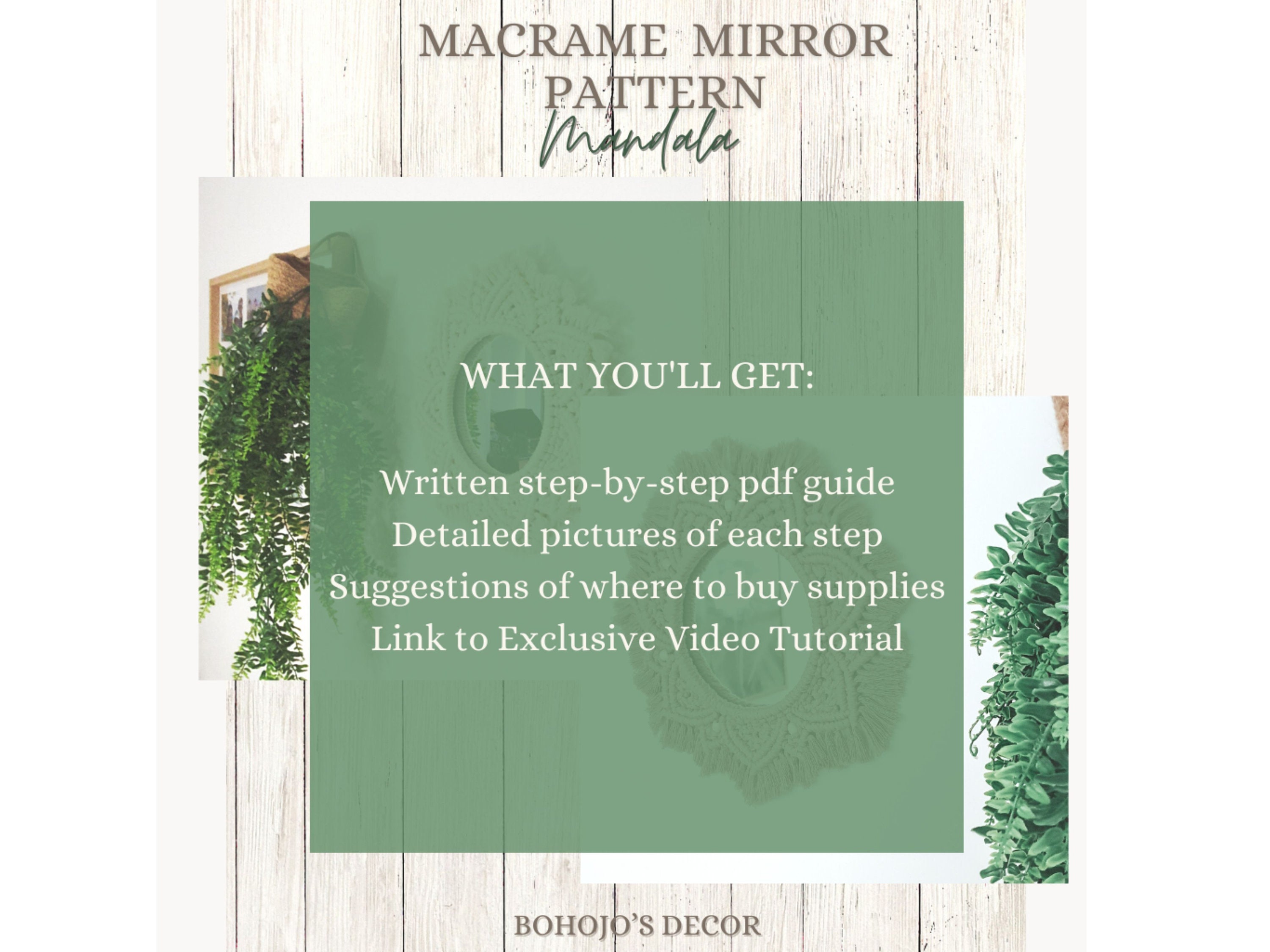 Macrame Pattern PDF Mandala Mirror, Macrame Mirror Tutorial, Boho ...