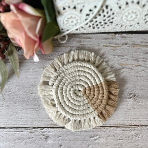 Macrame Coasters with Pastel Colour Accents