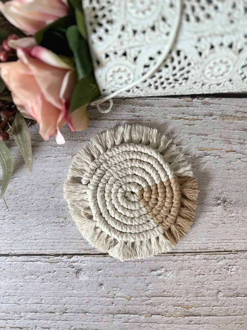 Macrame Coasters with Pastel Colour Accents