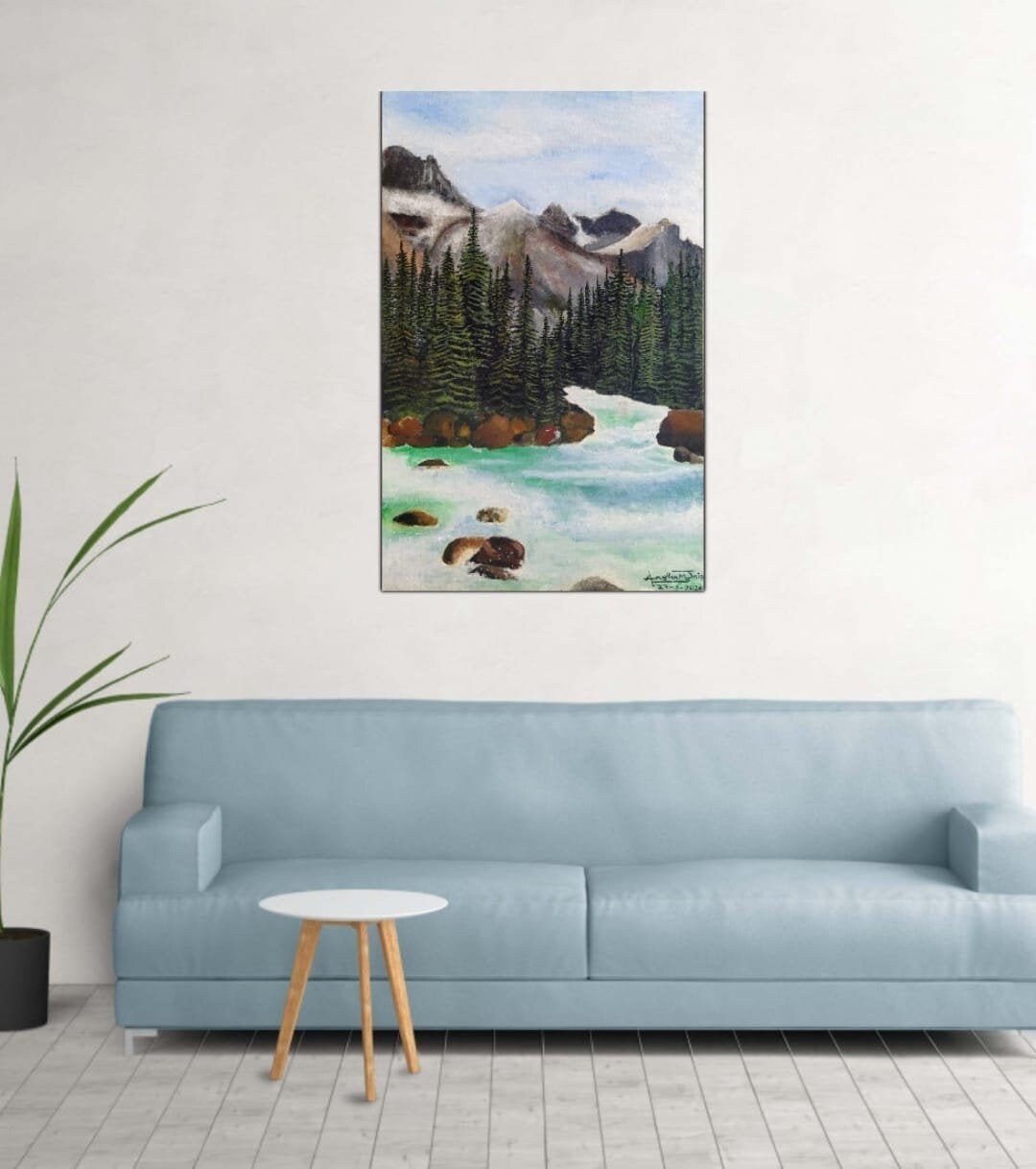 Art mountain river Acrylic Canvas nature Painting handmade | Etsy