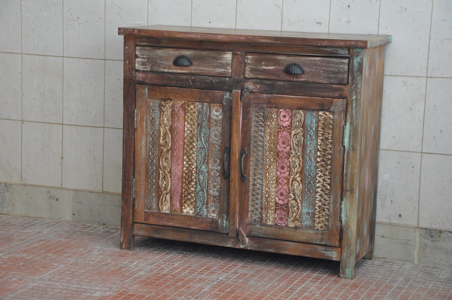 Wooden Antique Bedside Wood Bed Table With Two Drawer/ Indian Etsy