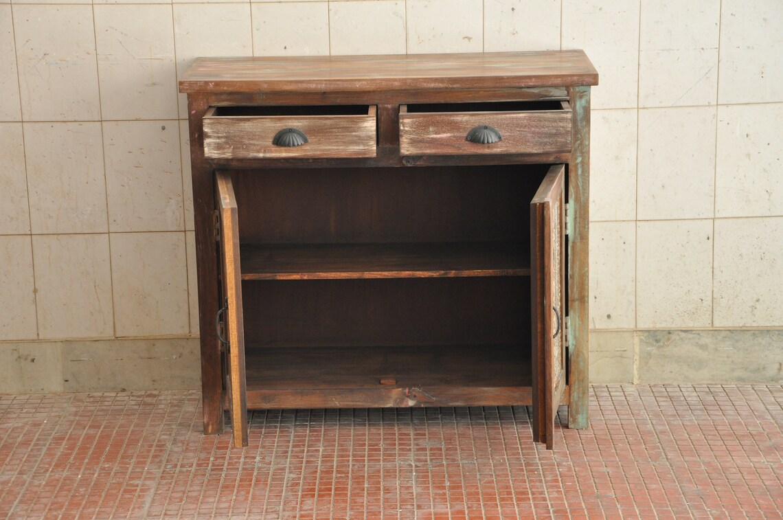Wooden Antique Bedside Wood Bed Table With Two Drawer/ Indian Etsy