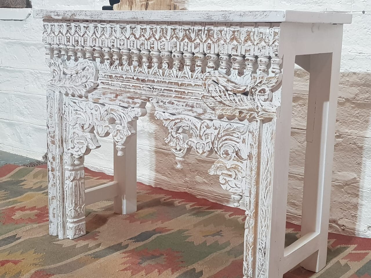 Mesa de consola india tallada a mano de madera muebles indios Etsy
