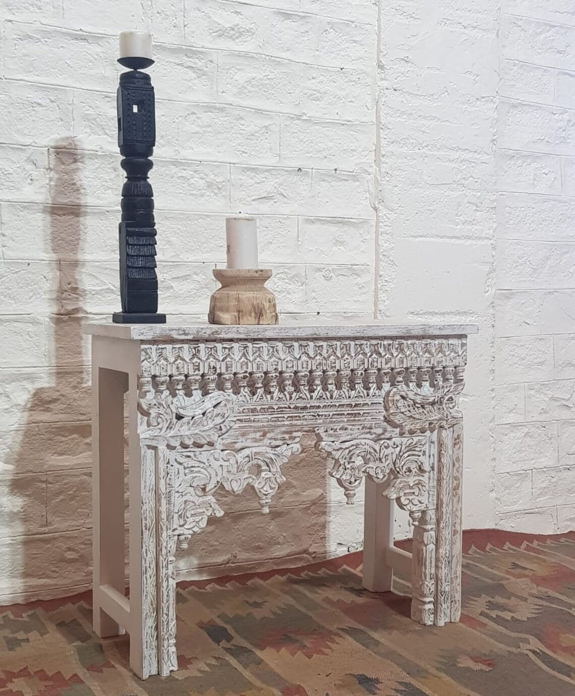 Mesa de consola india tallada a mano de madera muebles indios Etsy