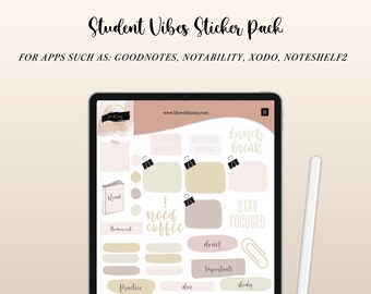 Student Life Digital Stickers | School Stickers | Goodnotes Sheet and individual PNG files