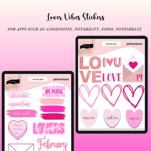 Valentines Goodnotes Stickers | Digital Love Stickers | Individual PNG files