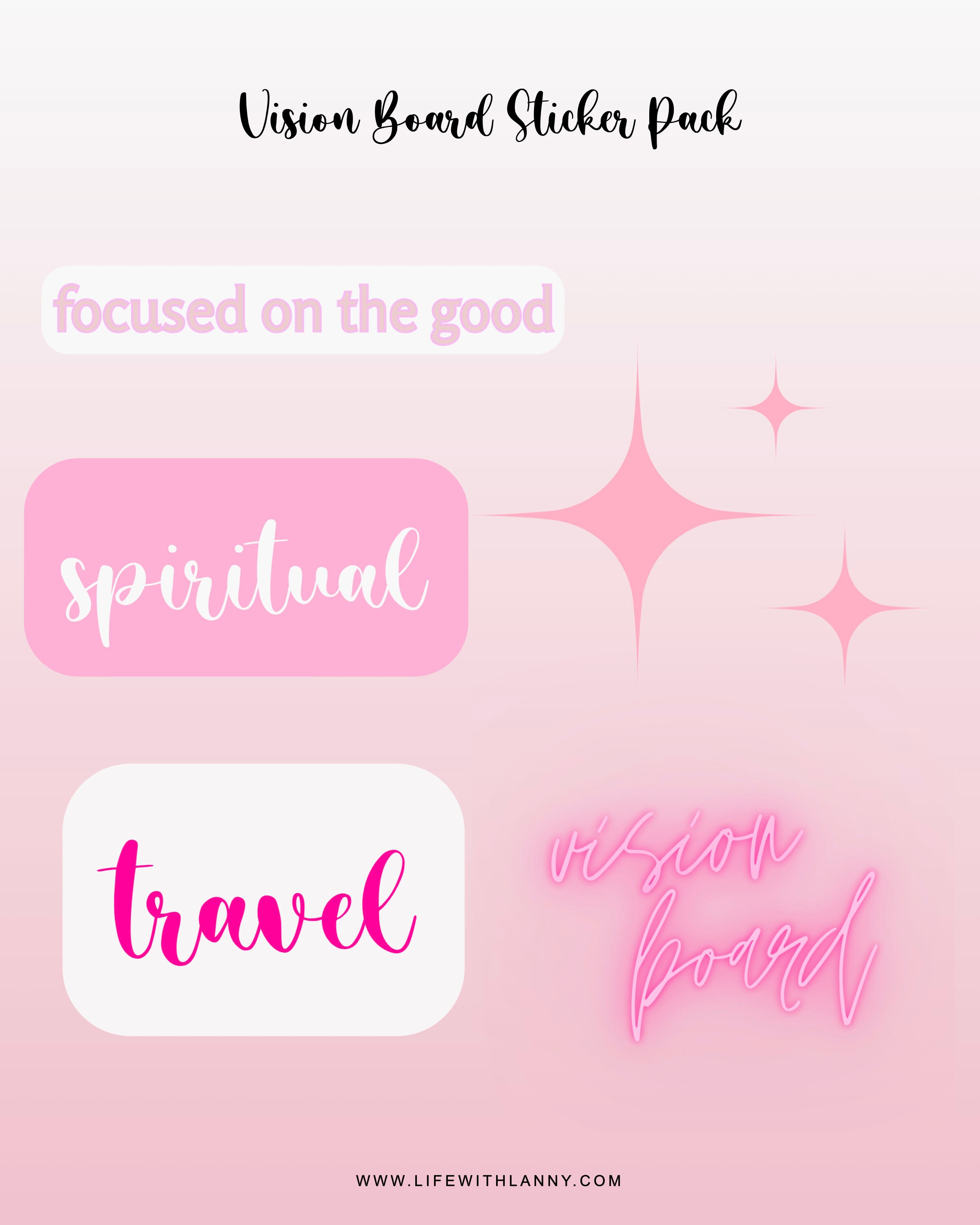 Vision Board Stickers: 50+ Digital Planner Stickers (goodnotes, PNG ...