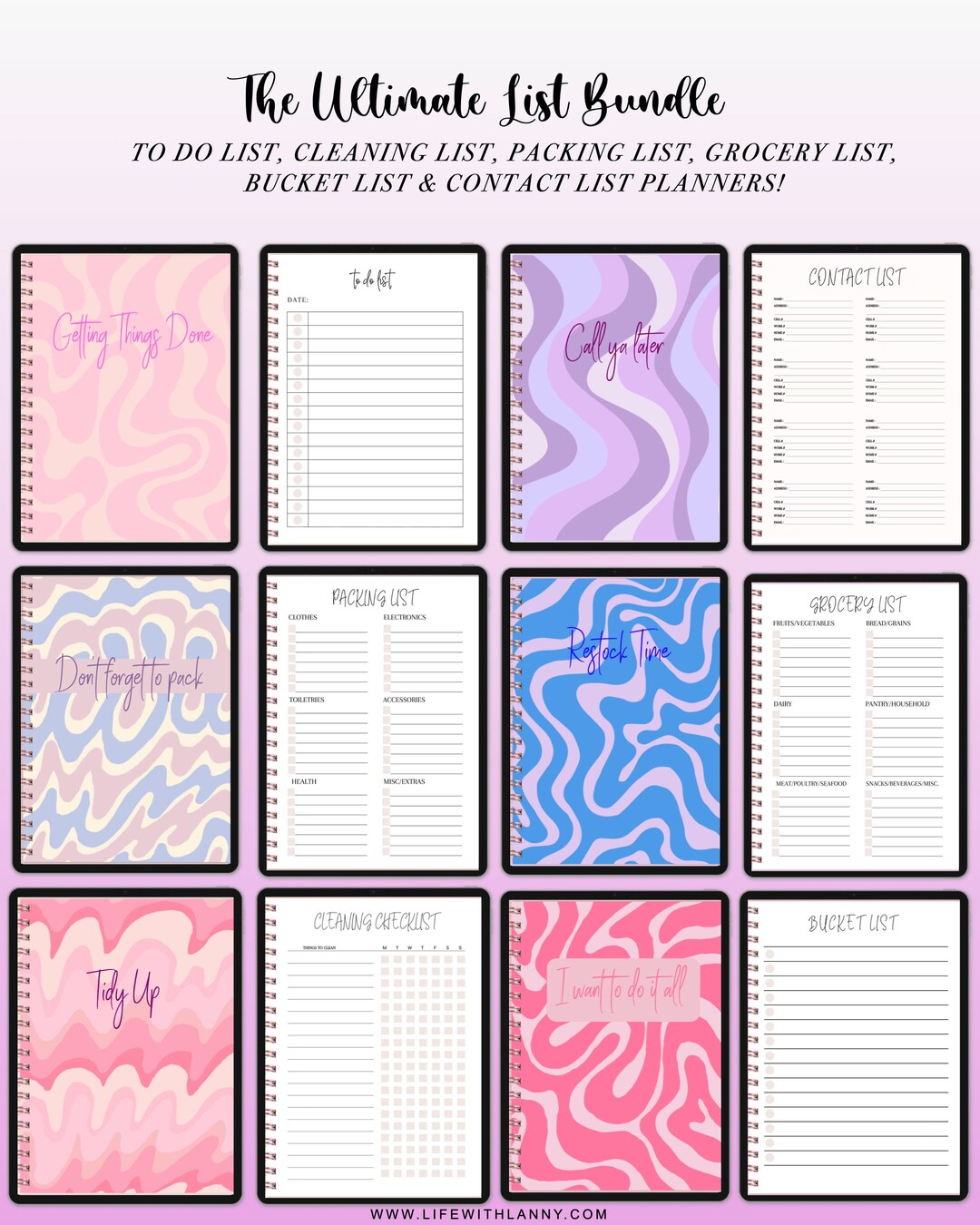 The Ultimate Digital List Bundle Digital Lists and Trackers Instant