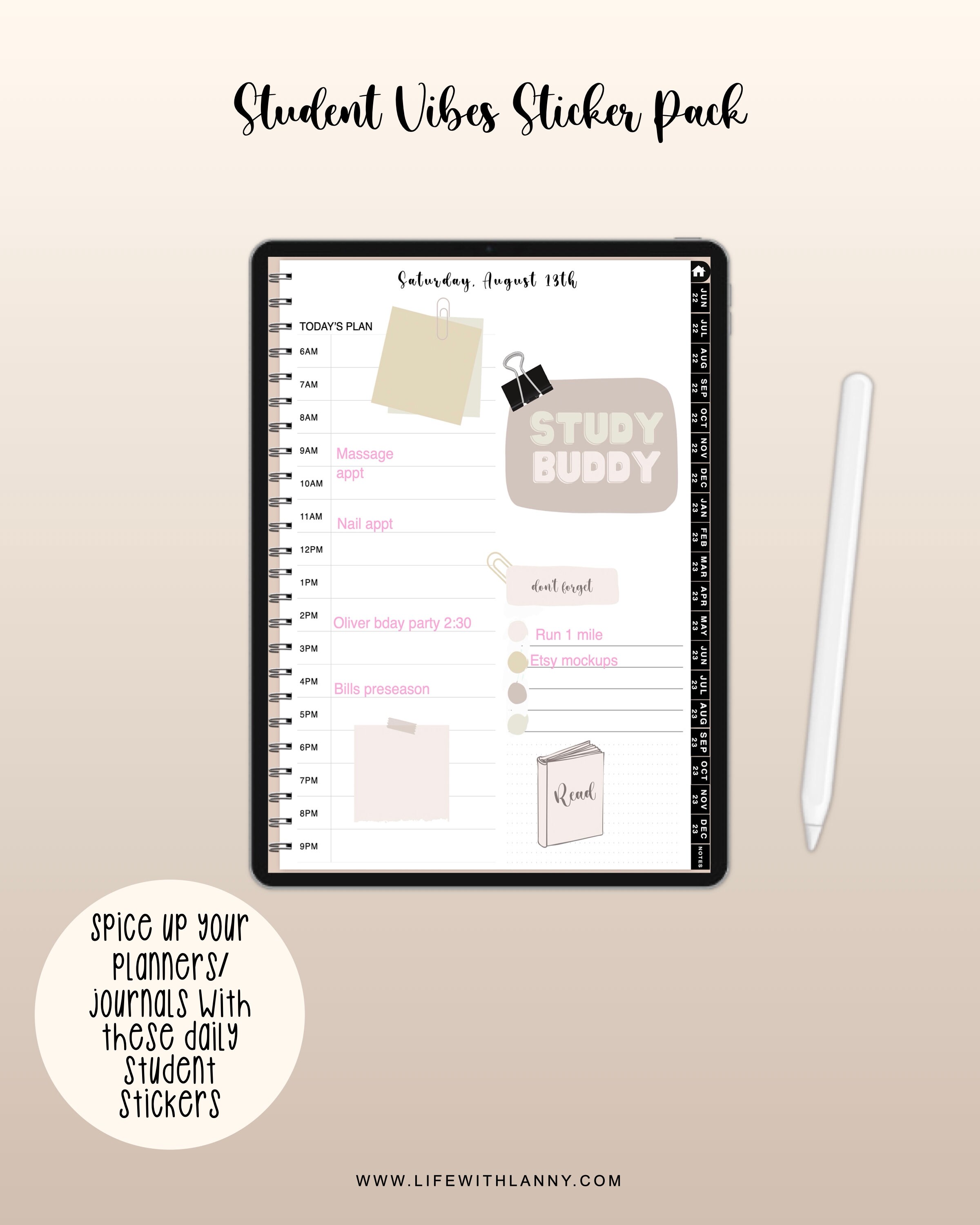 Student Life Digital Stickers | School Stickers | Goodnotes Sheet and ...