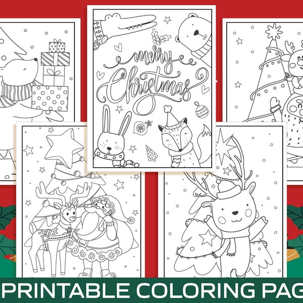 Christmas Coloring Pages - 40 Printable Christmas Coloring Pages for Kids, Boys, Girls, Teens. Christmas Party Activity, Christmas Gift.