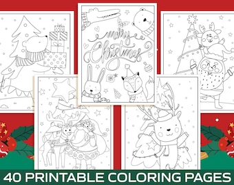 Christmas Coloring Pages - 40 Printable Christmas Coloring Pages for Kids, Boys, Girls, Teens. Christmas Party Activity, Christmas Gift.