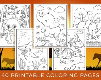 Download Animal Coloring Book Etsy