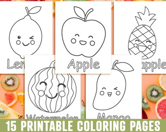 Download Fruit Coloring Book Etsy