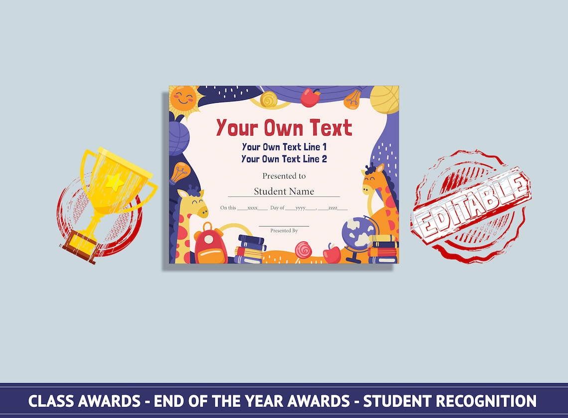 Editable Funny Classroom Awards, End of the Year Classroom Awards