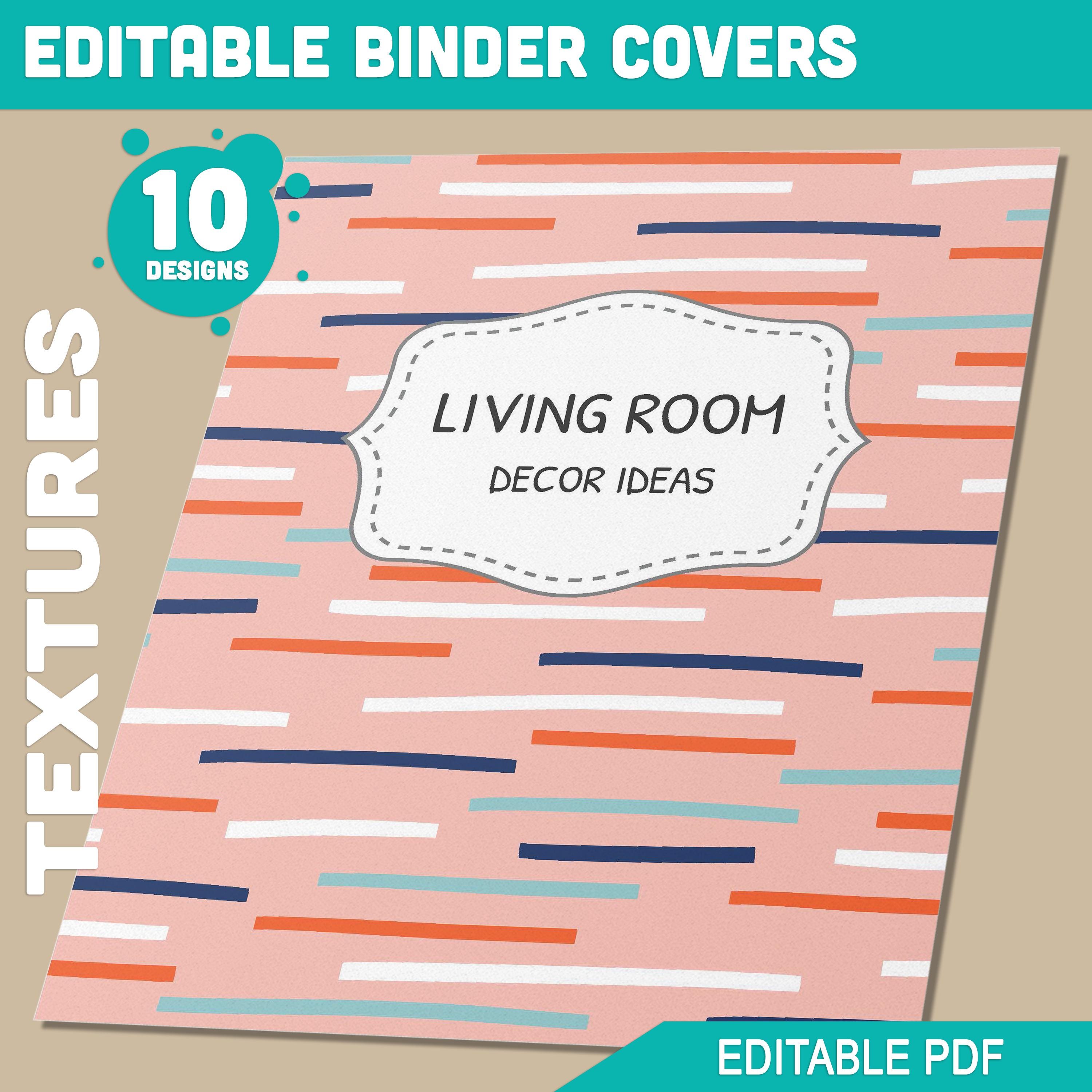 10 Printable & Editable Binder Covers, Binder Insert, Planner Cover ...