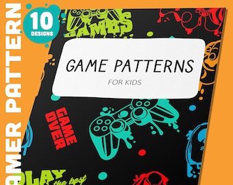 10 Editable Gamer Pattern Binder Covers, Includes 1", 1.5", 2" Spines, Available in A4 & US Letter, Editing with PowerPoint or PDF Reader