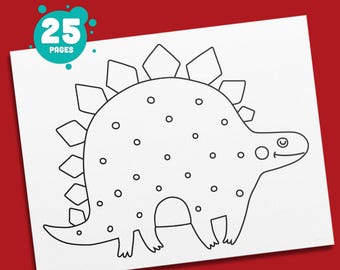 Dinosaur Coloring Pages: 25 Adorable Designs with Coloring Book for Preschool and Kindergarten, High-Resolution PDF, Perfect for Dino Party