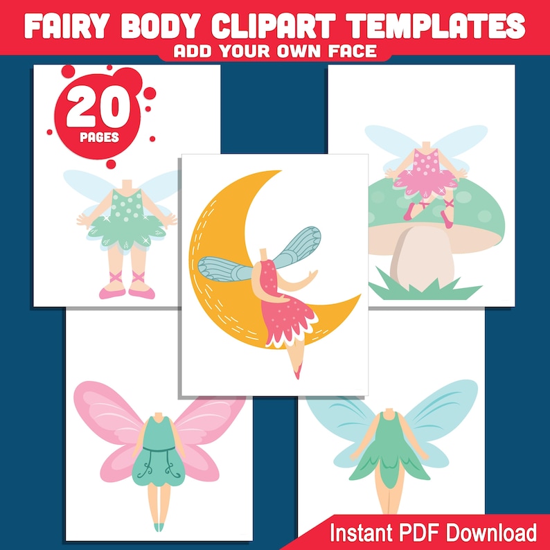 Fairy Body Clipart Templates: Add Your Photo Face, Magical Printable ...